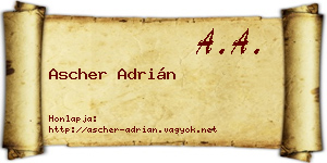 Ascher Adrián névjegykártya